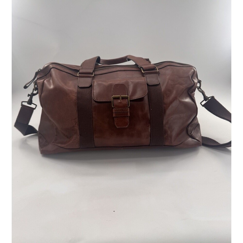 Wilsons Leather Vintage Brown Duffle Travel Bag Suitcase Carry On Overnight 1980